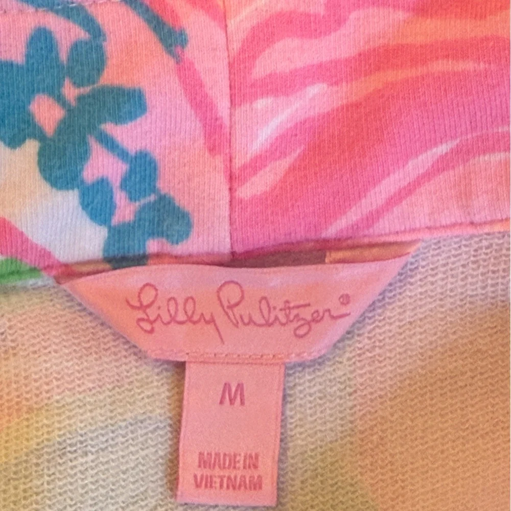 Lilly Pulitzer Floral Half Zip Pullover Jacket Pink Green Blue Medium - Picture 9 of 14